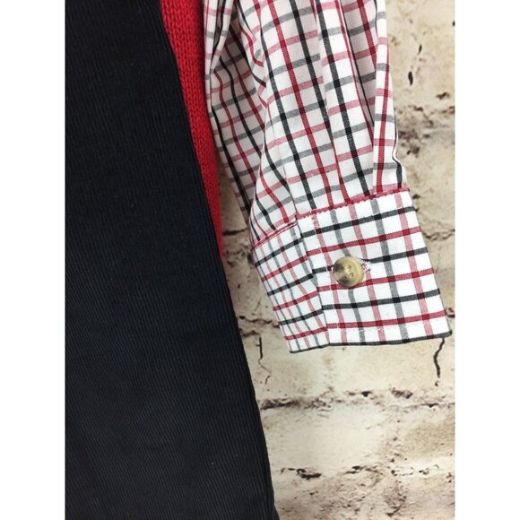 Boys Goodlad 3-Piece Argyle Sweater Vest Set Size 5/6 Red Plaid Shirt & Black Pa - Picture 5 of 7